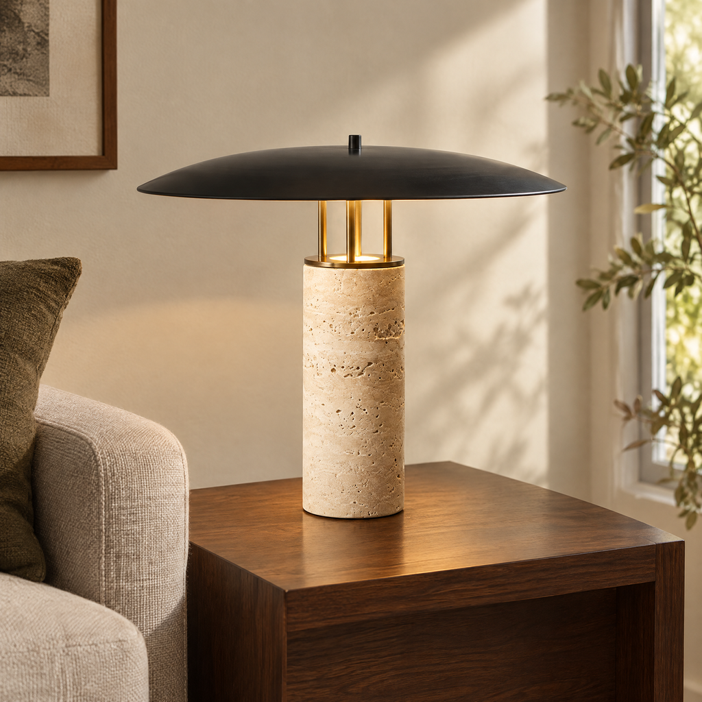 Tobin Stone Table Lamp in beige / black - room view