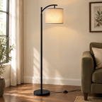 Rowan Shade Floor Lamp in black / natural - room view