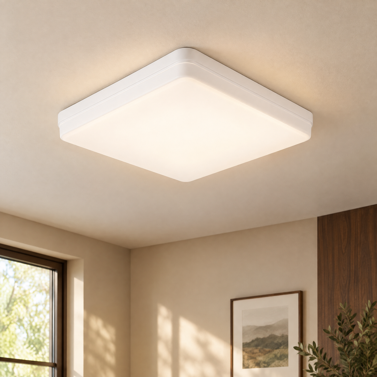 Ellis Square Ceiling Light in white - room view