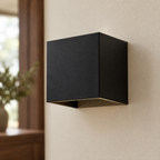 Coda Cube Wall Light in black - material and construction detail