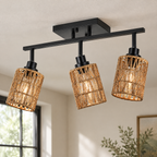 Arden Woven Ceiling Light in natural / black - material and construction detail