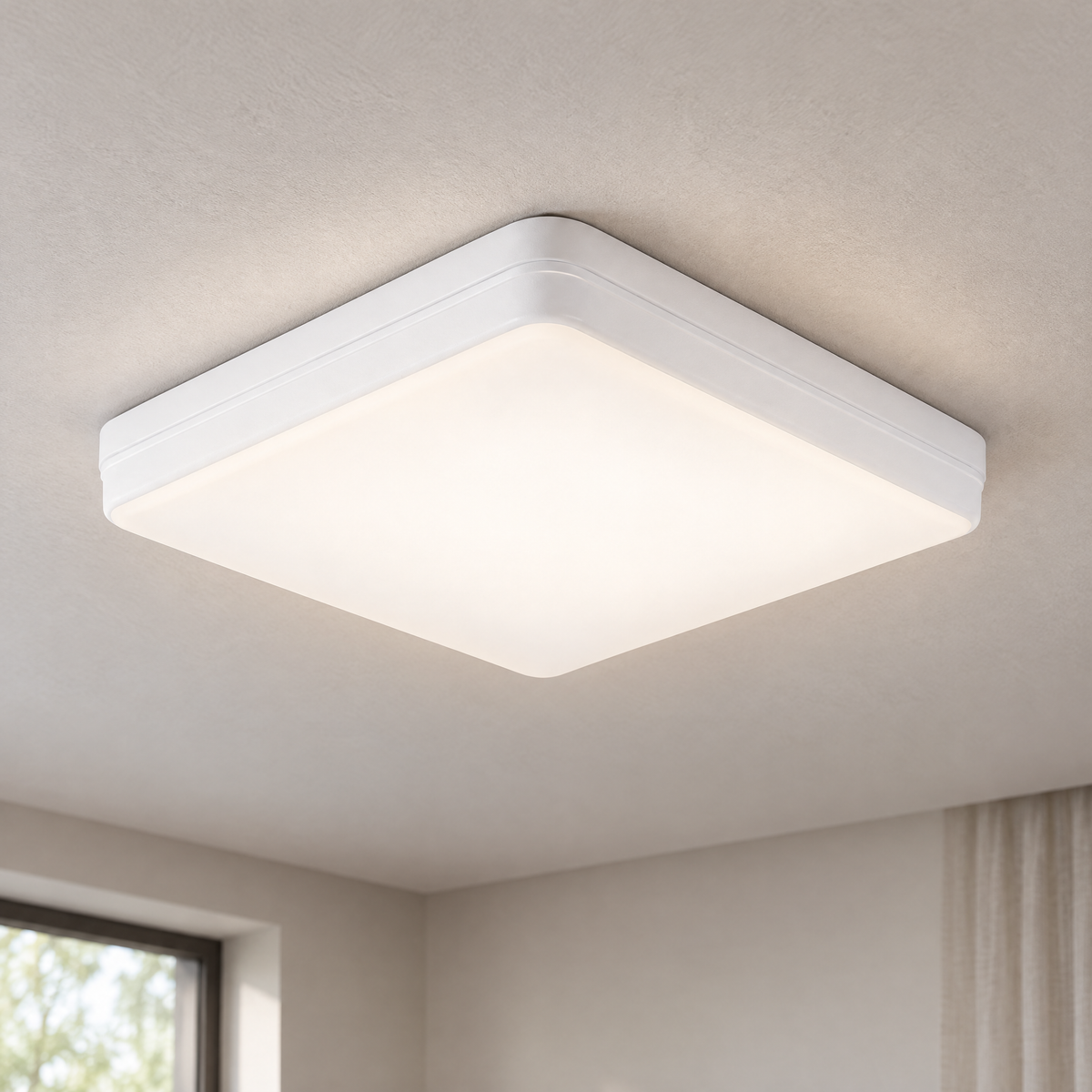 Ellis Square Ceiling Light in white - material and construction detail